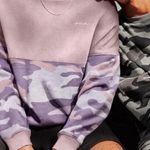 PINK - Victoria's Secret VS Victoria's Secret Pink Varsity Crew Sweatshirt Camo Purple medium oversized Photo 0