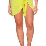 Good American  Swim Leg Daze Sarong Mesh Tie Waist Electric Yellow 5/8 2XL-5XL Photo 1