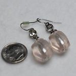 Source Unknown Victorian Glam Lt Pink Rhinestone Silver Tone Dangle Fish Hook Earrings Like New Photo 0