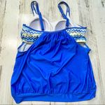 None Chevron Blouson Tankini Set Adjustable Spaghetti Straps Tie-Side Bottoms Photo 5