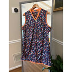 Callaway Navy Opti Dri Mini Floral Sleeveless Golf Tennis V Neck Dress X Large Orange Size XL Photo 1