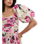 Abercrombie & Fitch NEW Emerson Poplin Puff Sleeve Midi Dress in Pink Floral XXS Photo 4