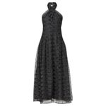 Shoshanna Olivia Metallic Scallope Mesh Halter Neck Black Dress Size 2 Photo 2