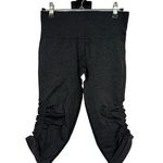 Lululemon Leggings 6 In The Flow Cropped Heathered Deep Coal Ruched Yoga Photo 0