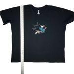 Majestic  NHL San Jose Sharks Women’s Scoop Neck Black Logo T-Shirt Size 2XL Photo 2