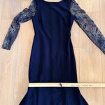 Theia Midnight Blue Mermaid Gown Lace Jeweled Sleeves New Years Party Formal NWT Size 8 Photo 12