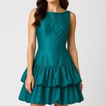 ABS Allen Schwartz ABS by Allen Schwartz Teal Taffeta Bubble Hem Party Dress Size 6 USA Made Retro Photo 1