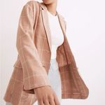 Madewell  Women’s Breezewoven Larsen Blazer in Windowpane Coral pink Jacket Sz S Photo 2