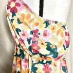 SheIn  Sleeveless Floral Halter Tie Neck Open Back Romper Orange Pink Size 6 Photo 7