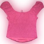 Boho Peasant Off Shoulder Cap Sleeve Stretchy Wine Magenta Ruched Cropped Top M Red Size M Photo 8