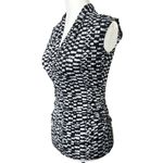 Vince Camuto  XS Women's Sleeveless Collar V-neck Ruched Tank Top Black/White Photo 1