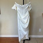House Of CB  Loretta Ivory‎ Satin Strapless Dress white corset midi NWOT size S Photo 2