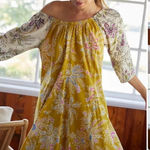 Anthropologie  Daily Practice Boho Floral Print Mollie Tunic Dress XS Patchwork Photo 0