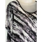Vera Wang Simply Vera Women's 1X Tie Dye Sheer Hem Tunic Top Gray Black White Photo 6