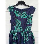 Modcloth  DuPenny Peacock Print Tea Length Dress Size 8 Fit Flare Small FLAW Photo 3