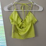 Wild Fable Green Crop Tank Top Ruched Tie Front Photo 1