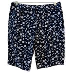 Talbots Women Sz 6 Navy Blue White Blue Beach Umbrella Print Shorts Photo 0
