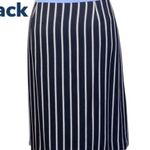 Loft black, navy and white striped, faux wrap midi skirt in size 12. EUC Photo 3