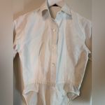 Donna Karan  White Button-Down Collared Bodysuit USA Paper Tag Vintage Sz 4 Photo 8