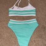 SheIn  green white trim two piece Bikini, size small Photo 1