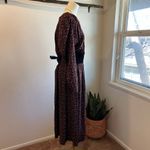 Karin Stevens Vintage Prairie Floral Suede Leather Button Bodice Long Sleeve Dress Size large Photo 5