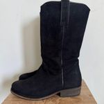 Bronx Black Suede Tall Low Heel Western Pull On Boots Size 8 Photo 1