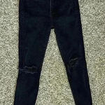 Banana Republic  woman’s black skinny jeans size 25 SHORT distressed raw hem Photo 0
