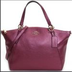 Coach Metallic Pebble Leather Small Kelsey Satchel in Antique Blush Photo 0