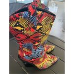 Azalea Wang Midcalf Multicolor Snakeskin Print Western Boots Red/Yellow Size 6 Red Photo 13