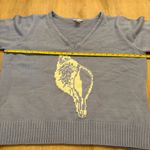 Venus Seashell VNeck Sweater Light Blue Beach Coastal Nautical Knit Plus Size 1X Photo 3
