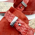 Taryn Rose  Red Leather Calf Hair Contoured Heel Mule Braided Strap Size 36.5 Photo 4