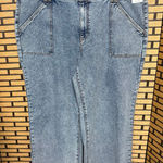 Terra & Sky Terra &‎ Sky Acid Wash High Rise Utility Wide Leg Jeans Size 22W Photo 0