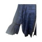 Ming Wang  Women Open Front Flounce Sleeve Geometric Studded Blue Black Blazer XL Photo 1