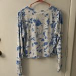 PINK - Victoria's Secret Victoria’s Secret PINK, Long Sleeve Blue/White Tie Dye Crop Top  L Casual  Boho Photo 1