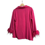 Sleeper Party Cropped Feather Trim Pajama Shirt Photo 5