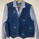 Vintage Blue Alfred Dunner Denim Shirt Vest Combo Petite Size Large Photo 5