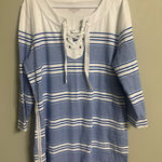 Vineyard Vines  Yacht White Blue Striped Lace Up Cotton Dress Size XL 16-18 Photo 0