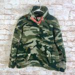 J.Crew Sherpa Fleece Snap Collar Sweatshirt Olive Green Camo Size XXS Photo 3