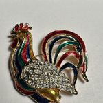 Lot Of 2 Bird Rooster Chicken Brooch Pins Enamel & Rhinestone Photo 3