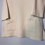 Coldwater Creek  Textured Pullover Sweatshirt Cream Waffle Size XL Patch Pockets Photo 3