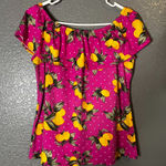 Women’s Lemon Print Off Shoulder Ruffle Peasant Top Pink Polka Dot XL Photo 0