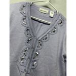 Alfred Dunner 3/4 Sleeve Cardigan Beaded Purple Sz Large Cottage Core Granny Photo 2