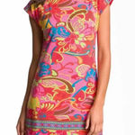 Trina Turk Felana Shift Dress Floral Paisley Print Multicolor Red Size 4 Photo 0