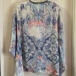 Reba  Blue/White Print Kimono Sleeve Blouse size Small Photo 9