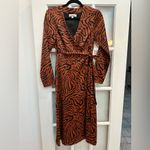 Sweet Baby Jamie Chic Brown Black Zebra Wrap Midi Dress Women’s Size Small S Photo 4