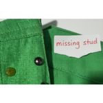 Multiples  · 2X · Linen Cropped Jacket · Emerald Green · Stud Trim · 3/4 Sleeve Photo 1