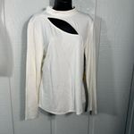 Halogen  Off White Cutout Mock Neck Knit  Long Sleeve Top Size Large NWOT Photo 1