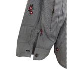 Christopher & Banks Houndstooth Plaid Floral Button Up Shirt Black White Size 2X Photo 7