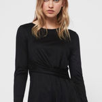 ALLSAINTS  Limera Long Sleeve Wrap Front Top Size Large in Black Photo 0