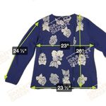 J. Peterman Navy Blue Floral Open Wrap Cardigan Sweater 100% Merino Wool Size L Size L Photo 4